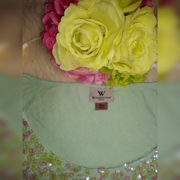 Worthington iridicent sequined top PXL - Picture 3 of 6